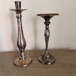 Pottery Barn Distressed Silver Candle Holders